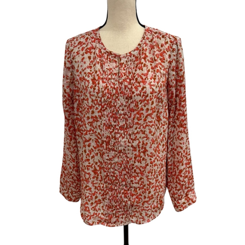 Talbots Orange Cream Blouse Size Large